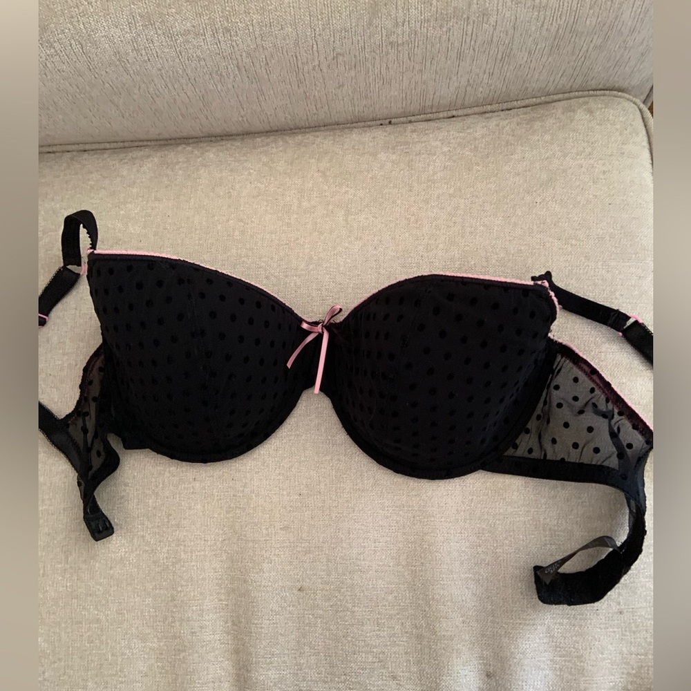 Pink and Black Lace Underwire Bra